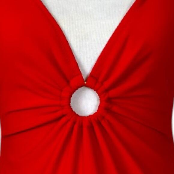 Cupshe New Swimsuit Cherry Red One Piece Criss Cross Circle Women’s Size Medium - Picture 9 of 12
